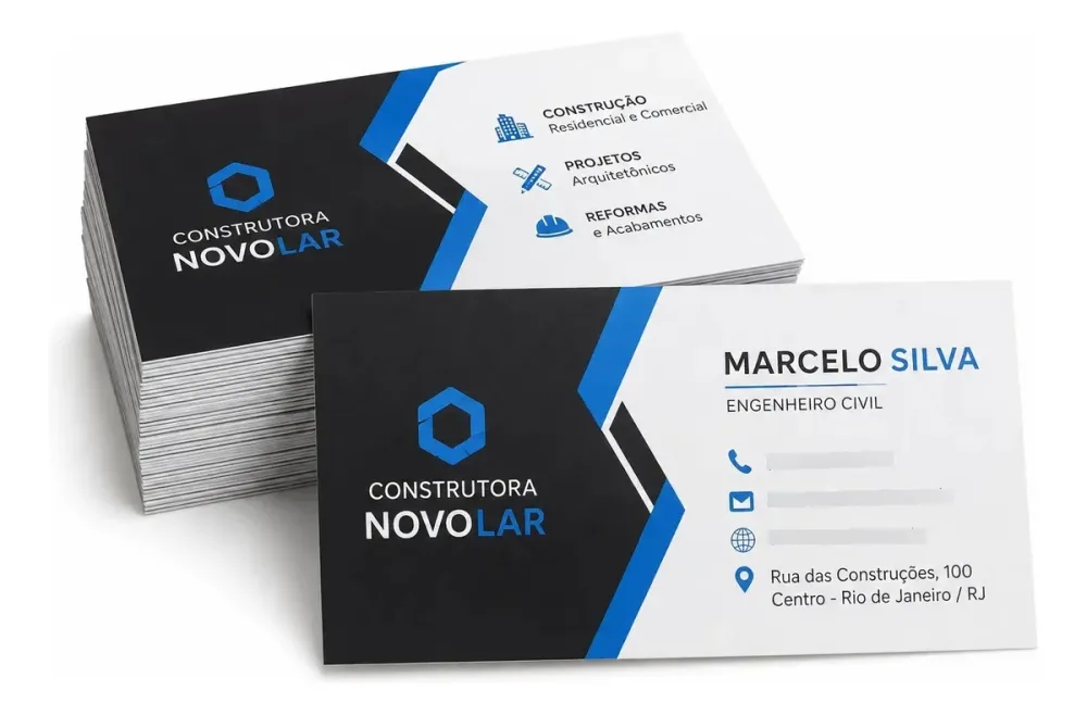 CARTÃO DE VISITA 1000un / 250g (4x0) com Verniz Total