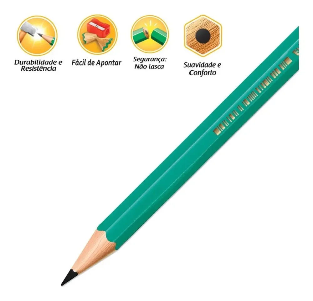 Lápis Preto Sextavado BIC Evolution HB com Borracha