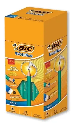 Lápis Preto Sextavado BIC Evolution HB com Borracha
