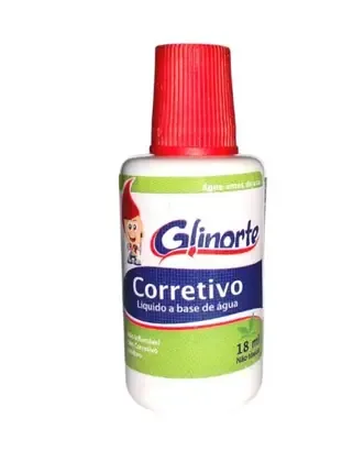 Corretivo Líquido Escolar Glinorte 18ml à Base de Água com Pincel