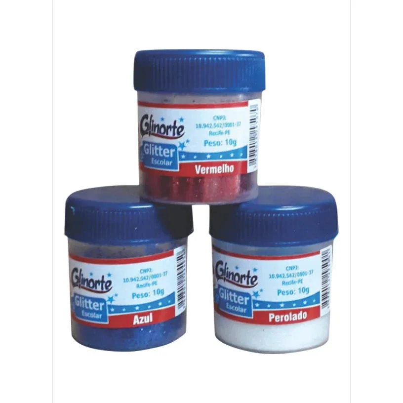Glitter Escolar Pote 10g Glinorte Várias Cores