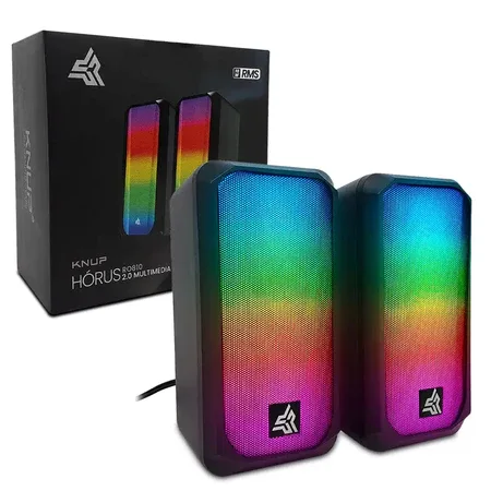 Caixa de Som Gamer Multimídia 2.0 10W RMS com LED RGB Knup Hórus KP-RO810 (USB / P2)