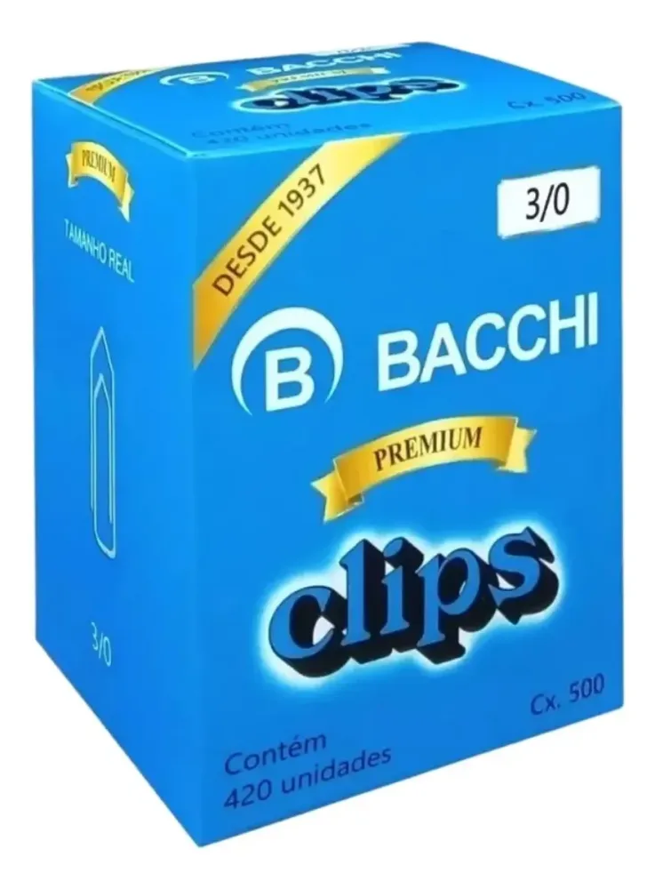 Clips para Papel Galvanizado Bacchi N° 3/0