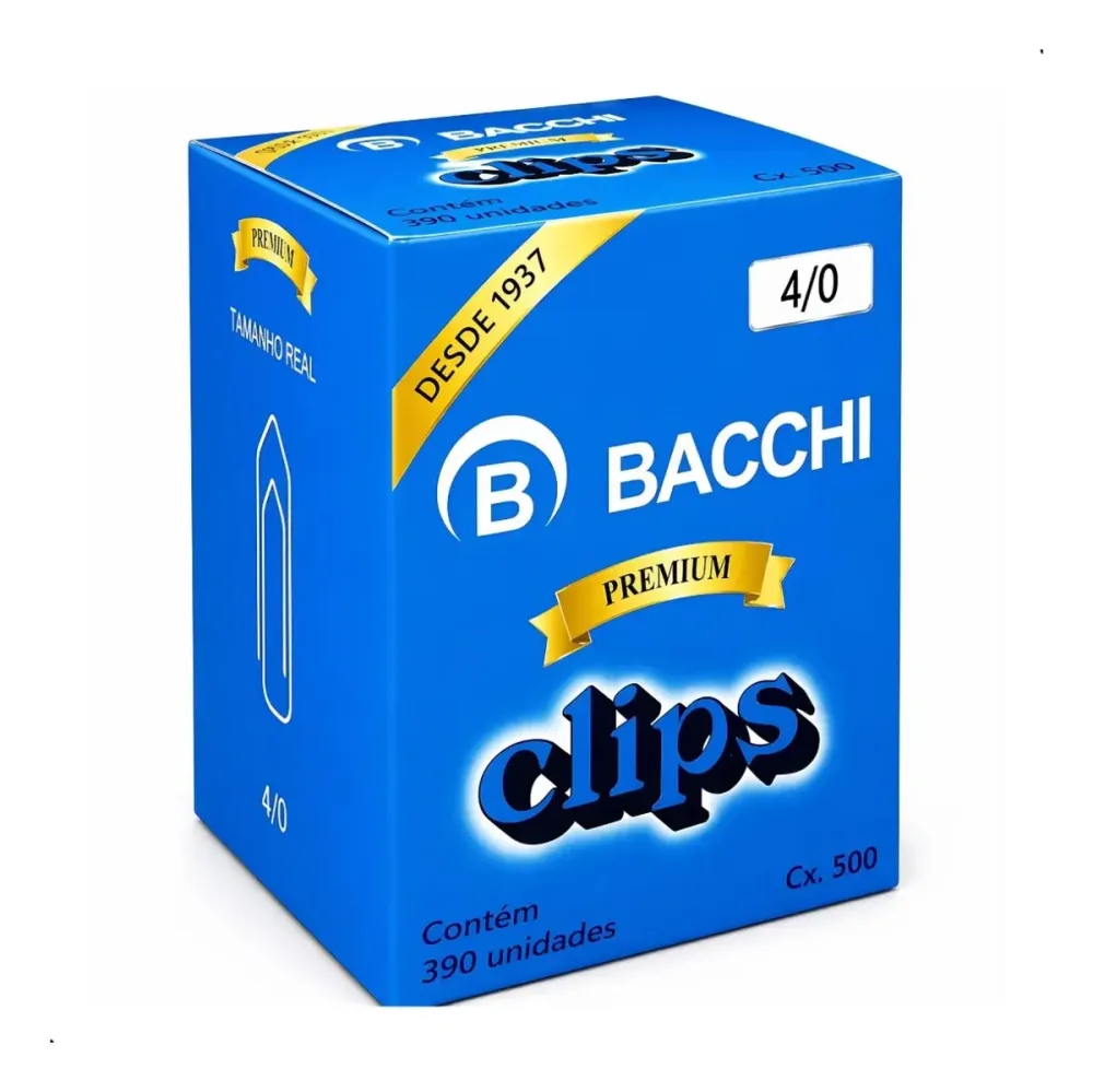 Clips para Papel Galvanizado Bacchi N° 4/0